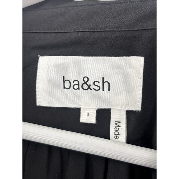 Ba&sh Button Up Shirt Womens Small Black Long Sleeves 100% Silk Collared V Neck - Picture 6 of 16